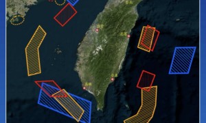 解放军3次台海行动示意图叠加显示：挑衅越甚，勒得越紧